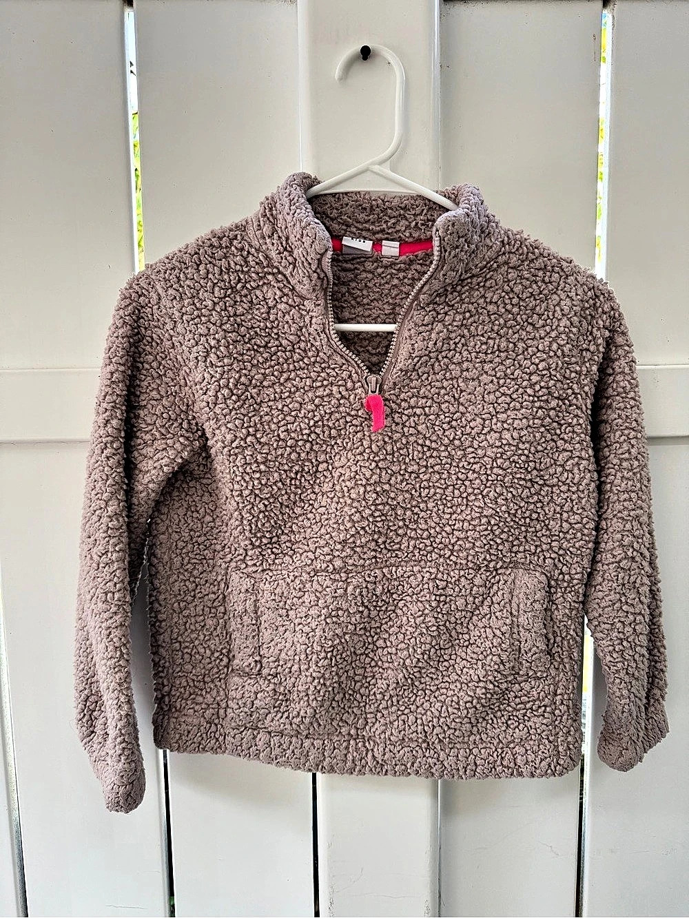 GAP Kids Quarter-Snap Sherpa Fleece Pullover Tan Girls Medium (8)